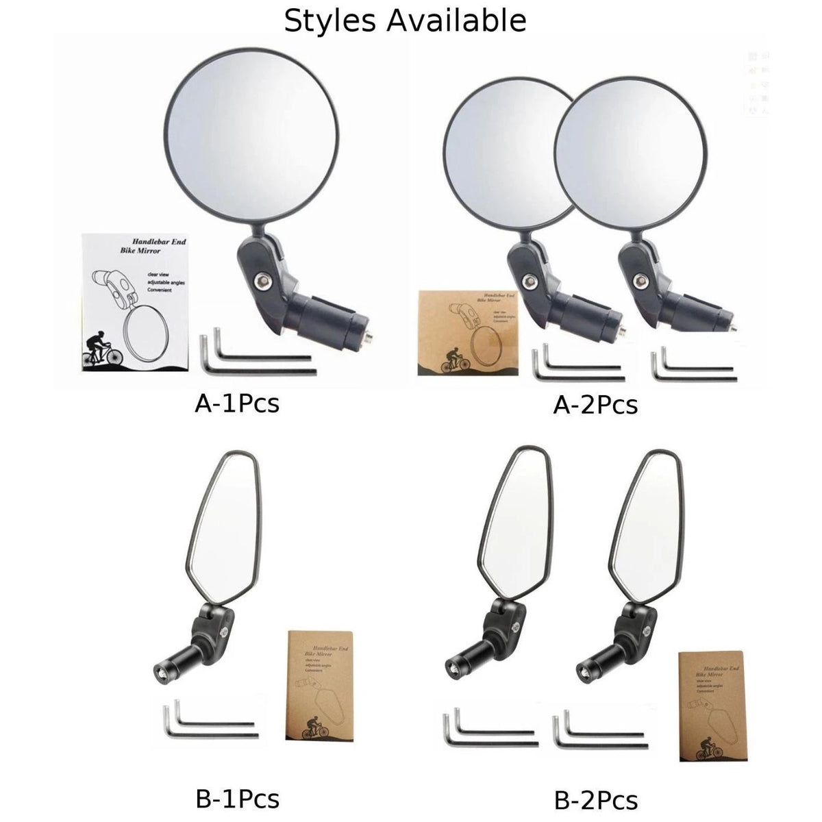 Concave Foldable Rearview Bike Mirror for Most Road & Mountain Bicycles