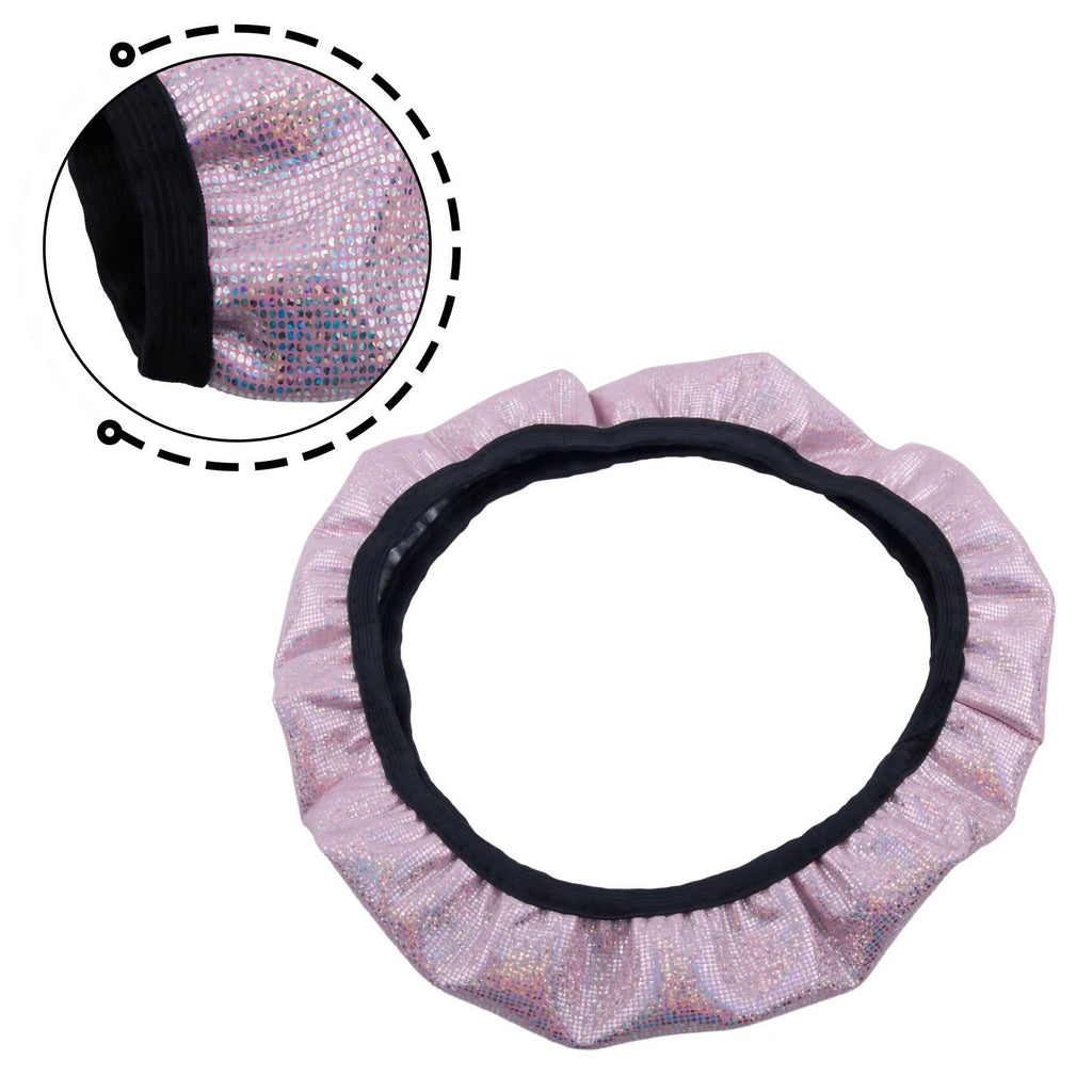 3PCS Steering Wheel Cover Set for Universal Vehicles - Glitter Pink