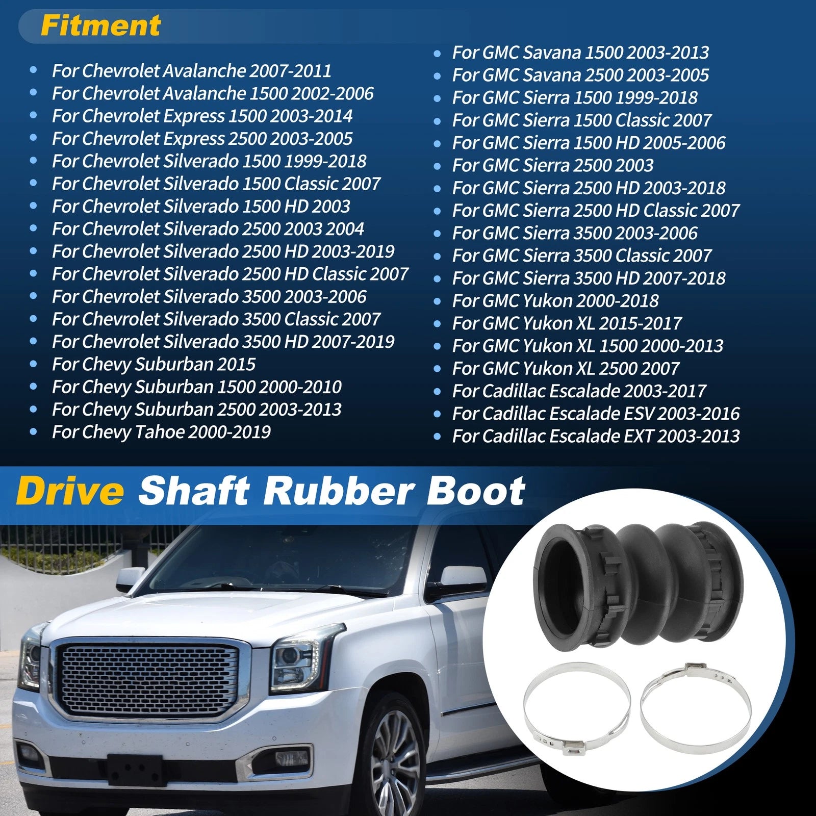 Drive Shaft Boot Replacement for GMC Savana Sierra for Chevy Suburban Silverado (2003–2013)
