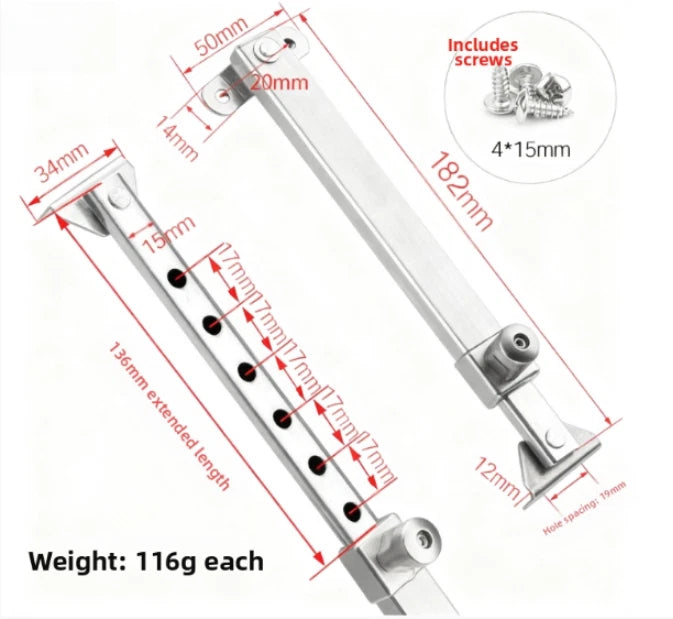 Telescopic Stainless Steel Hinge for Windows (7 Position Adjustment)
