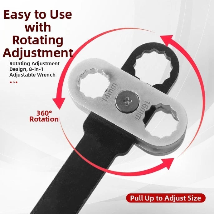 Multi Function Double Box Open End Wrench 8 Sizes with Rotating Head for Cars