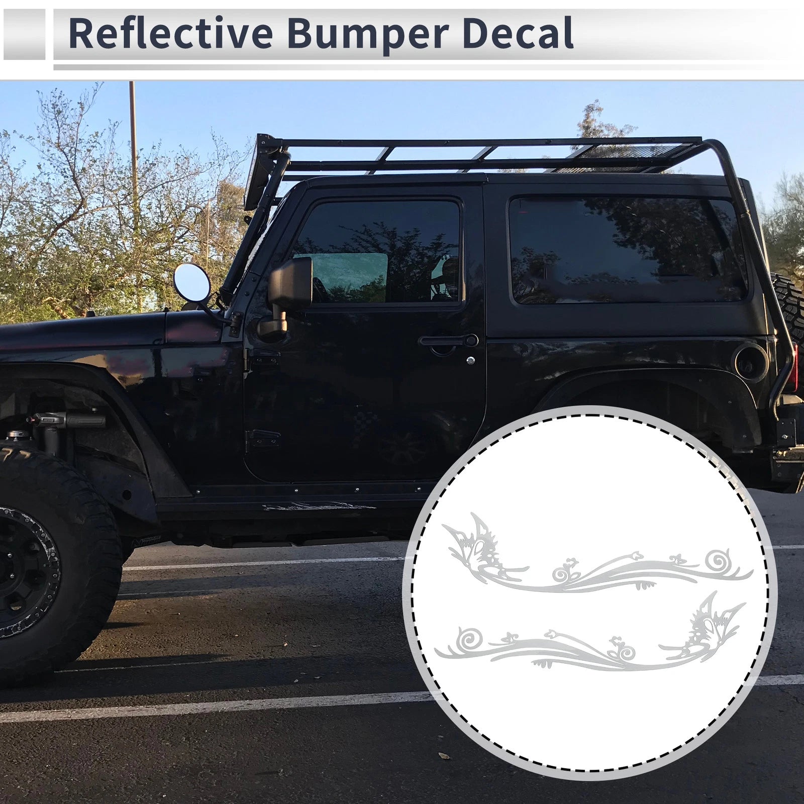 Reflective Bumper Decal for - Silver Butterfly Pattern