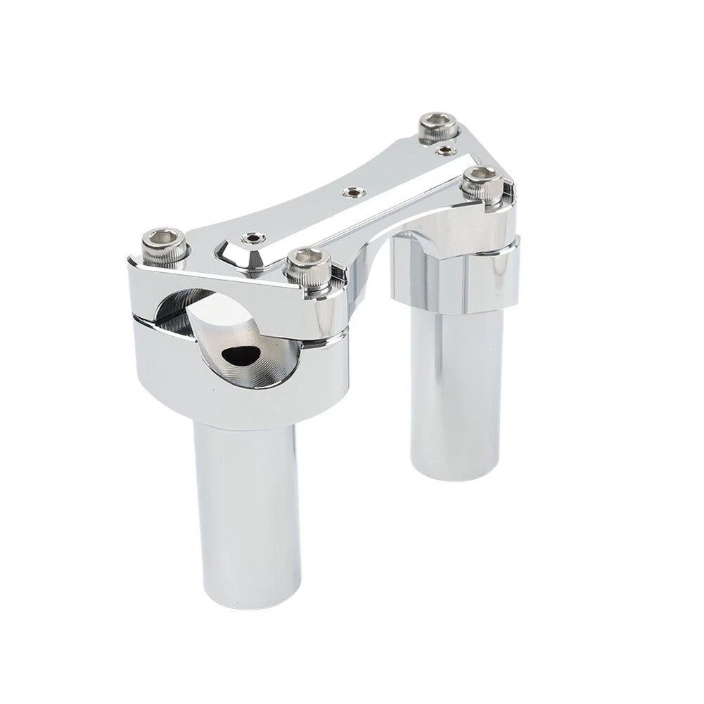 Chrome 3.5" Straight Handlebar Riser & Top Clamp for Harley Dyna