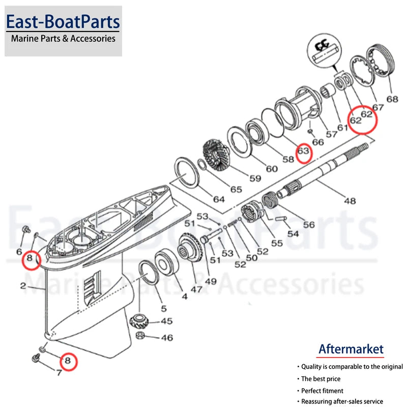 Lower Unit Seal Kit for Yamaha V6 2 Stroke Engines (1984–Present)