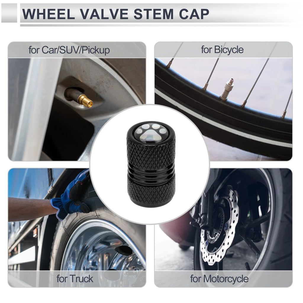 Tire Valve Stem Caps Replacement for Bicycle Motorbike 4 Pcs (Black)