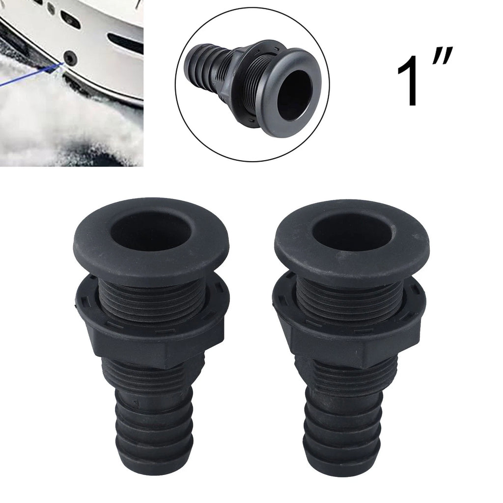 2Pcs Black ABS Thru Hull Connector Fitting for Boats 34 Hose