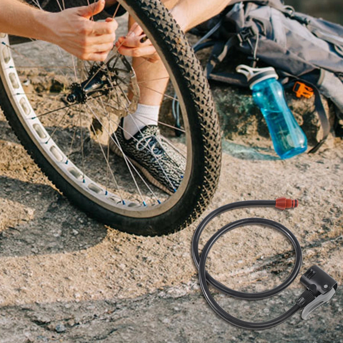 Dual Head Bike Pump Hose for Presta & Woods Valve Connection