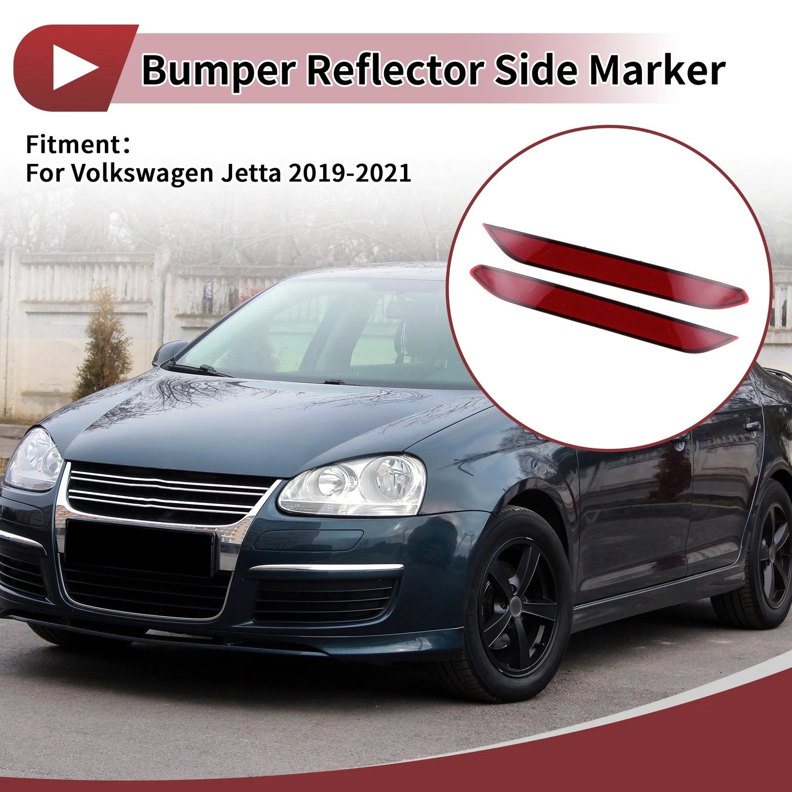 Bumper Reflectors Rear Left Right Replacement Pair for Volkswagen Jetta (2015–2018)