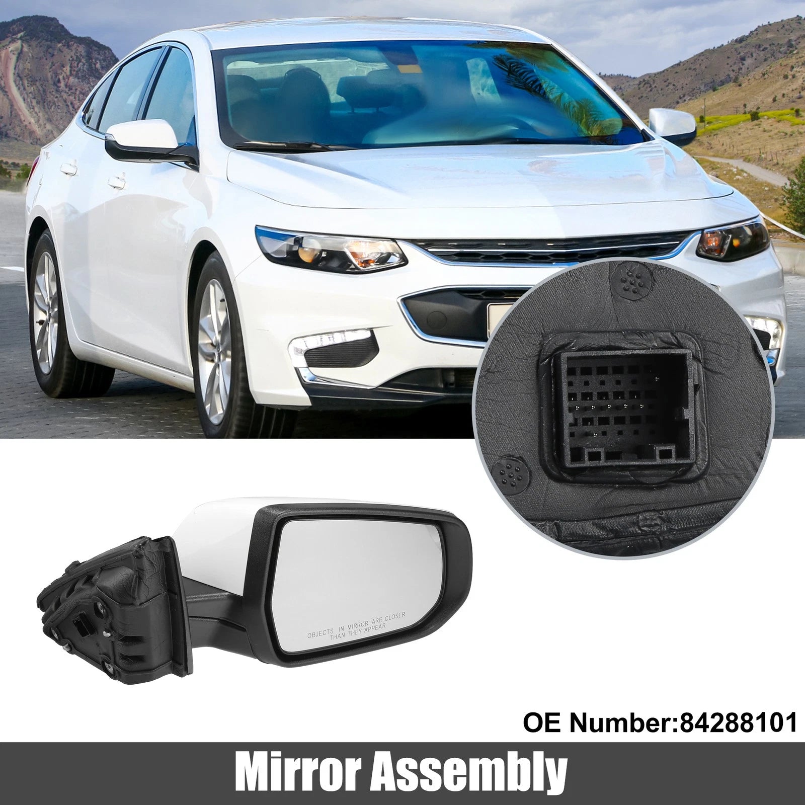 Exterior Door Mirror Assembly Right Side Replacement for Chevrolet Malibu Hybrid (2017–2018)