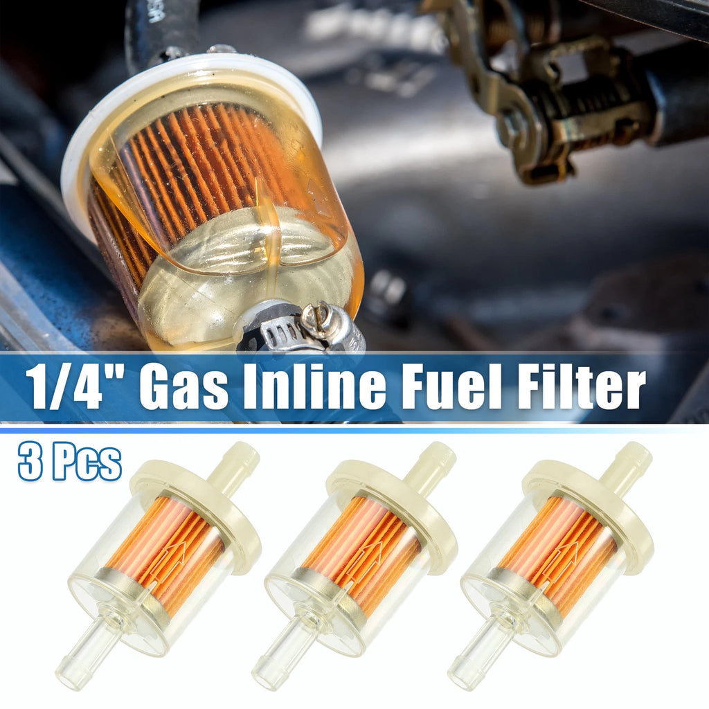 3pcs Inline Fuel Filter 1/4 Inch for Motorcycle ATV (Fits )
