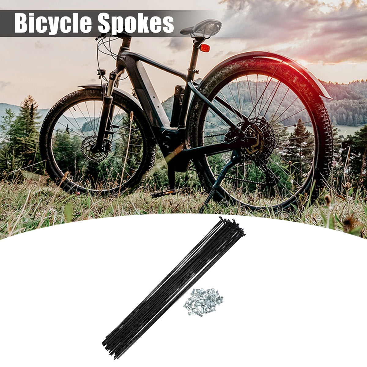 36 Pc Steel Bicycle Spokes with Nipples 14G J Bend 280mm for Universal (Fits)
