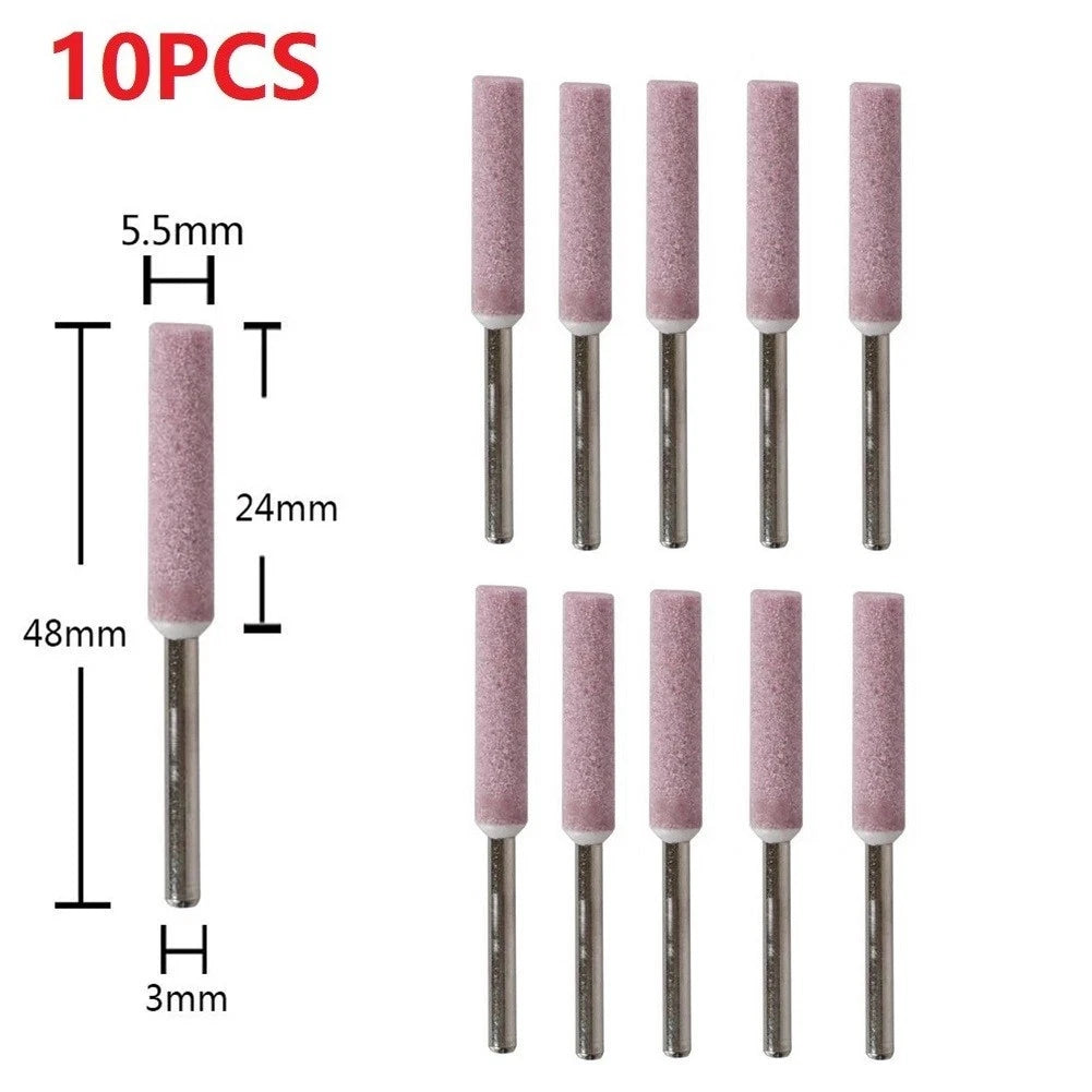 10Pcs Red Corundum Grinding Heads for Chainsaw Sharpener