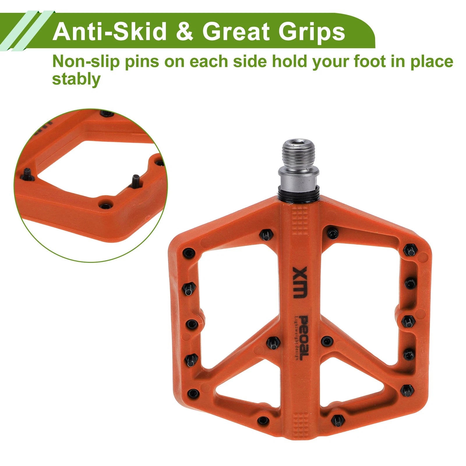 Nylon Bicycle Pedals Non Slip 1 Pair Fit 14mm Axles for Universal Use