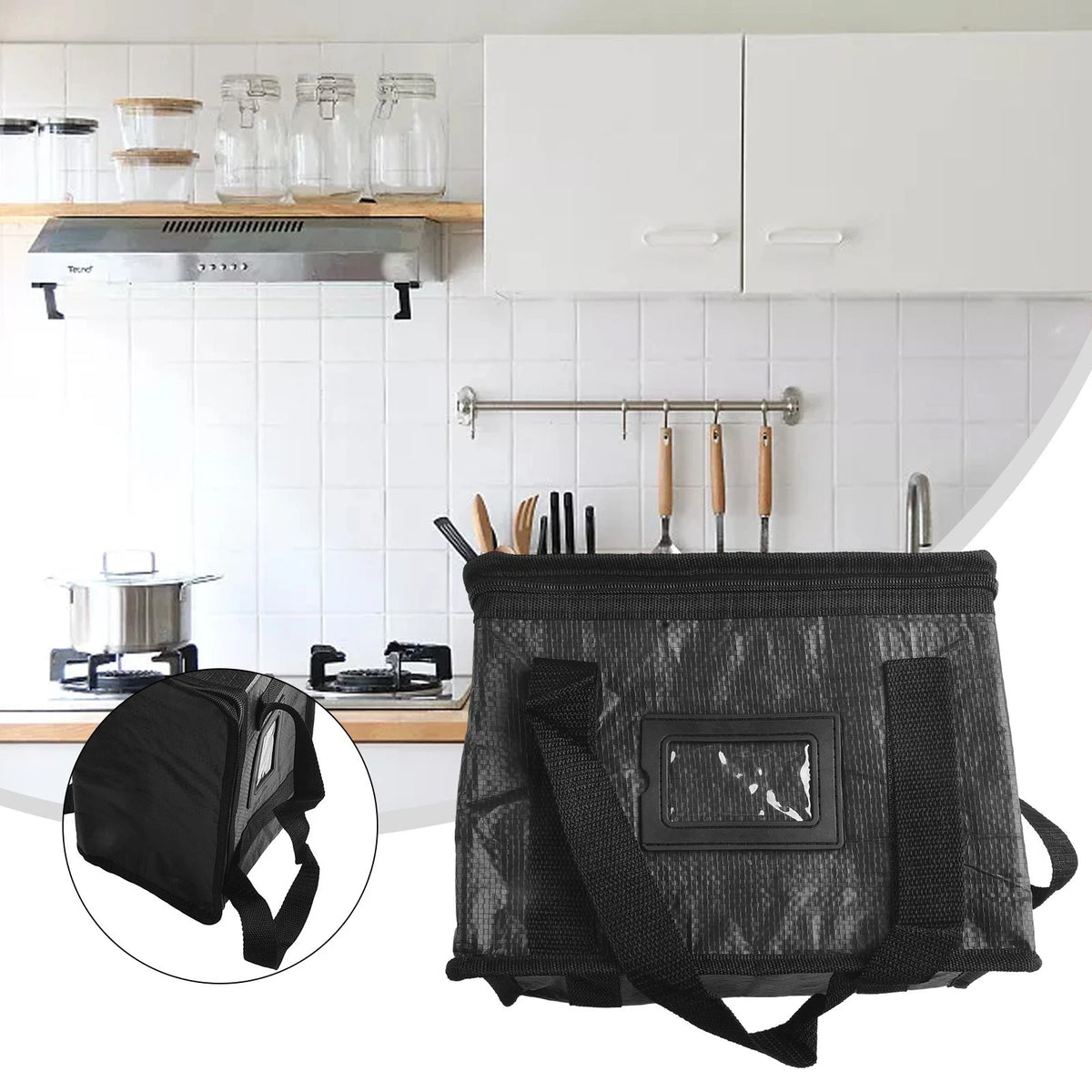 Ice Bag for Outdoor Use - Black Oxford Fabric