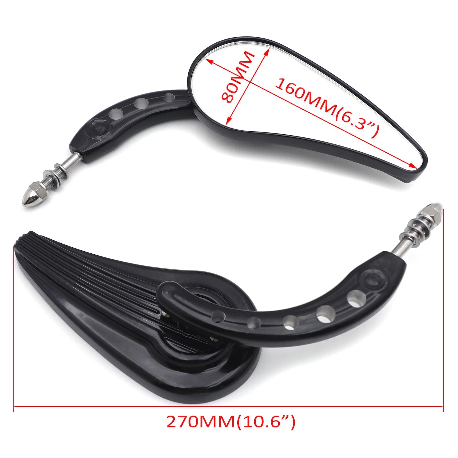 Black Raindrop Side Mirrors for Harley Electra Glide (2014–2023)