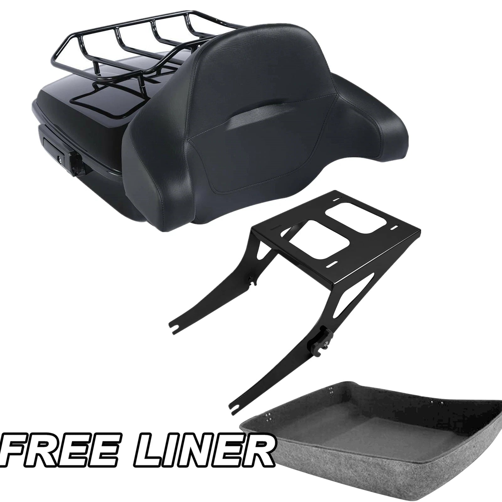 Chopped Trunk Backrest Rack Mount for Harley Fatboy FLSTF (2008–2017)