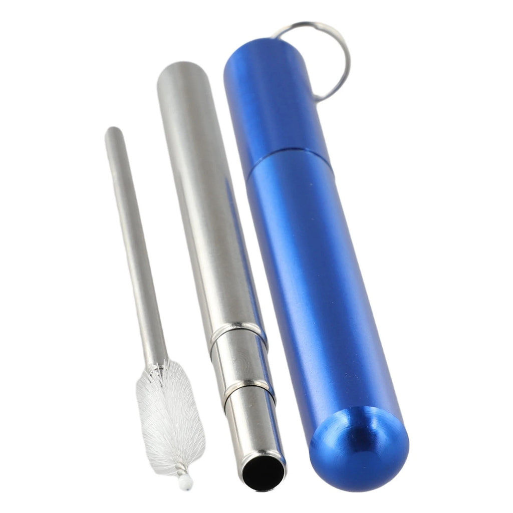 Retractable Metal Straw Kit with Keychain for Easy Carrying