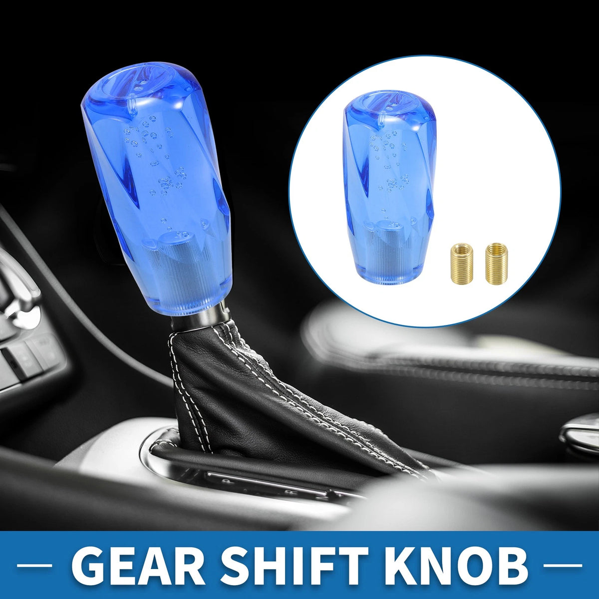 Set of 1 Universal Shift Knob with 2 Adapters for Manual/Automatic Vehicles