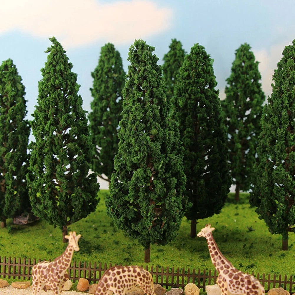 Set of 10 Green Trees 15cm Accessories for Scale Railway
