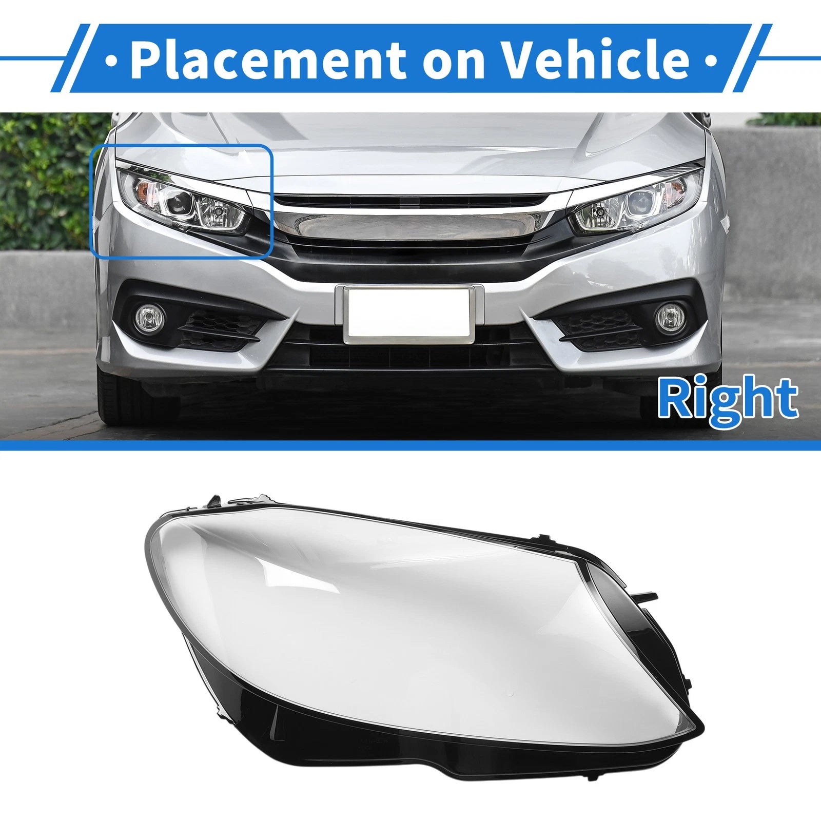 Headlight Lens Cover Front Right Replacement for Mercedes-Benz C-Class (2018–2020)