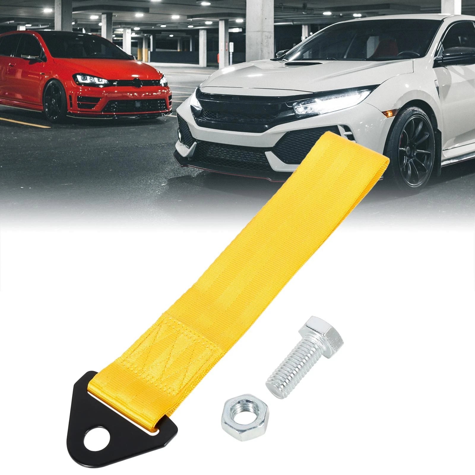 Tow Hook Strap for Universal Cars (Yellow)