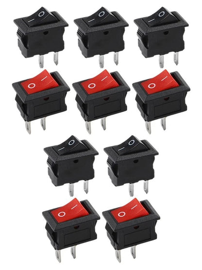 10X Mini Rocker Switch 2 Pin ON OFF SPST 125VAC 6A for Home Use