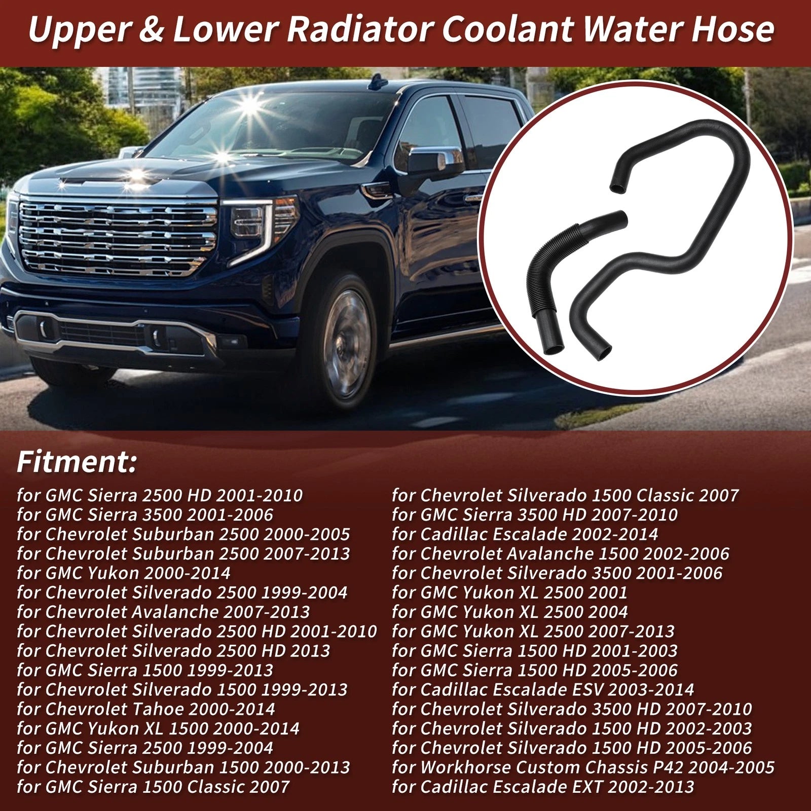 Upper Lower Radiator Coolant Water Hose for GMC Sierra 3500 (2001–2006)