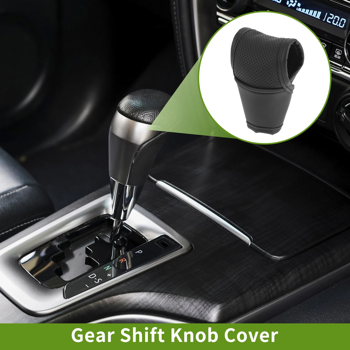 Gear Shift Knob Cover for Universal Car SUV Truck - Black Leather