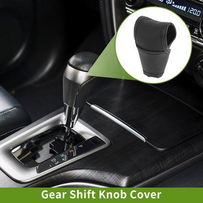Gear Shift Knob Cover for Universal Car SUV Truck - Black Leather