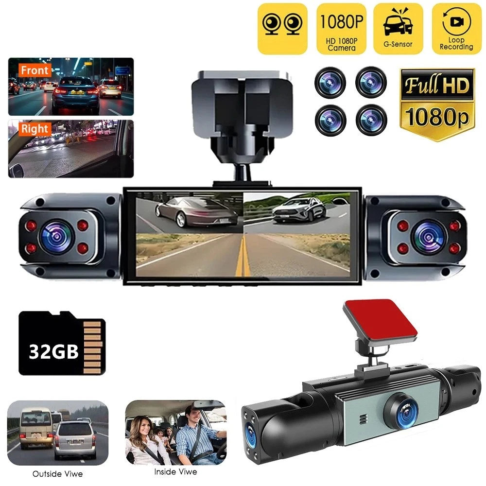 4 Channel Dash Cam for Universal Vehicles (FHD 1080P, 360°)