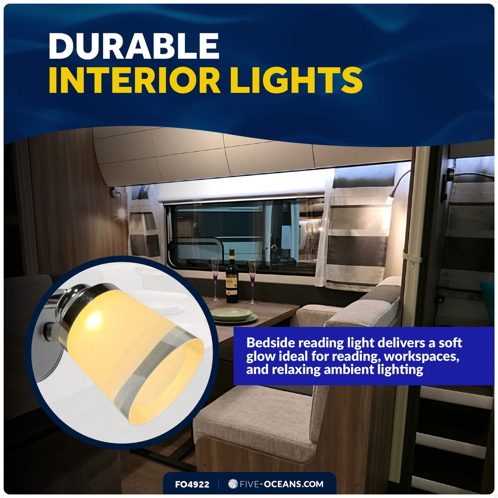 RV LED Reading Light for RVs (200LM, Touch-Sensitive, USB-C, 10-28V)