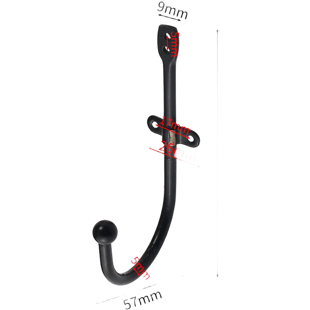 10X Black Wardrobe Hooks for Chinese Aesthetic Design (Cold Rolled Steel)