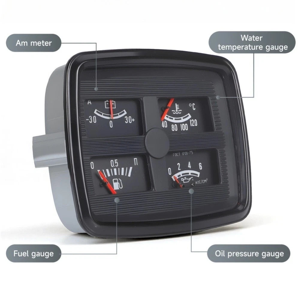 4 in 1 Car Instrument Cluster Gauge for Universal Vehicles (12V)