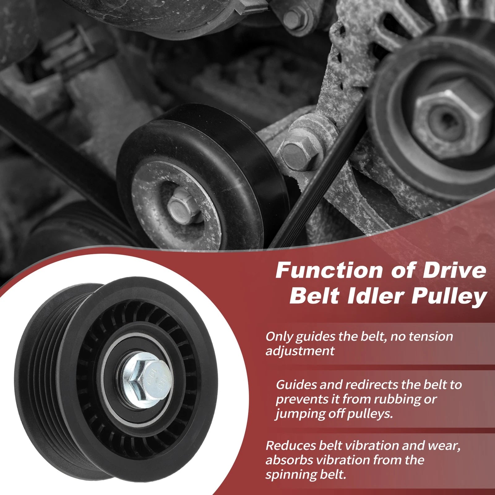 Accessory Drive Belt Idler Pulley Replacement for Chevrolet GMC Cadillac (2009–2017)