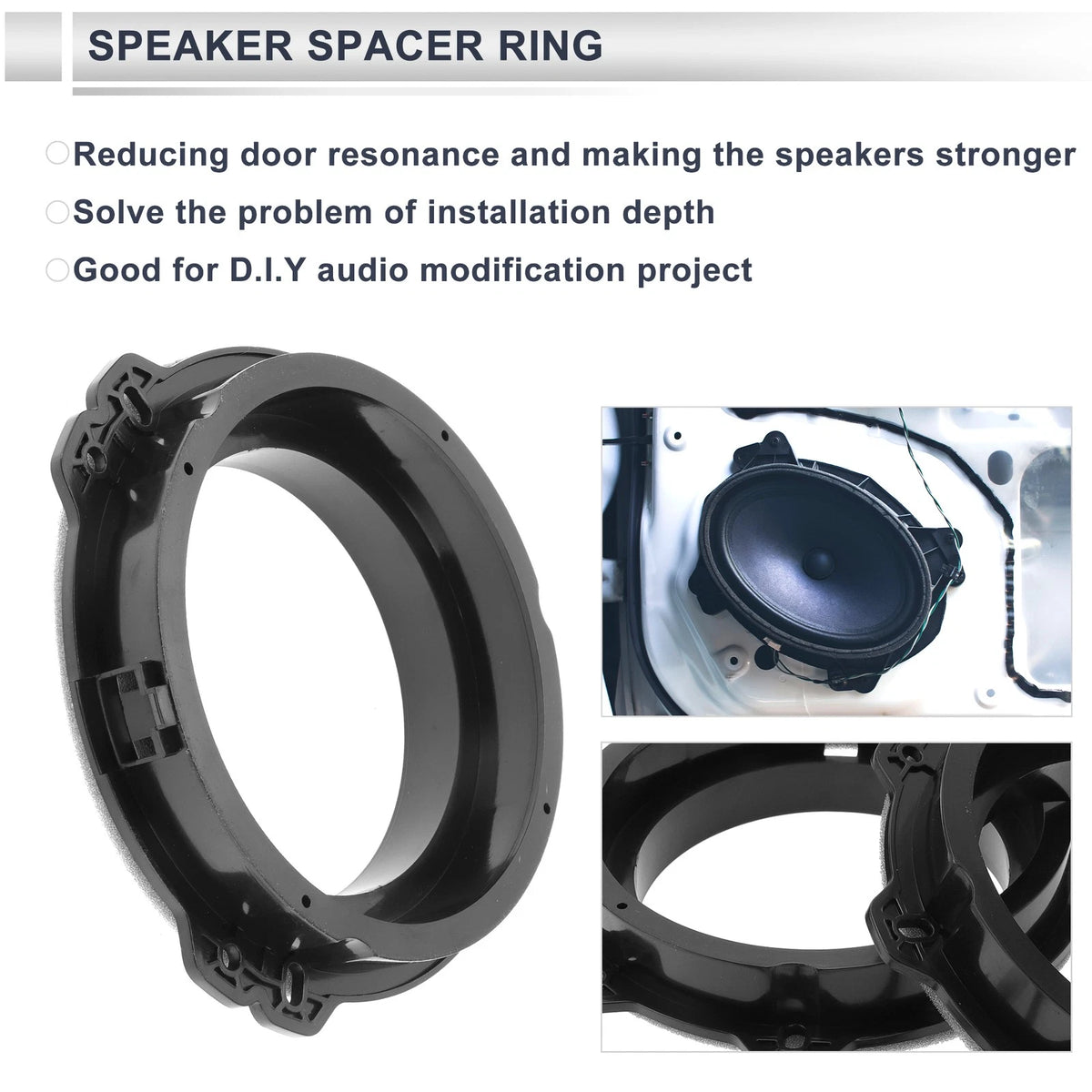Speaker Spacer Ring Tweeter Speaker Adapter for Hyundai 6.5 inch (2 Set)