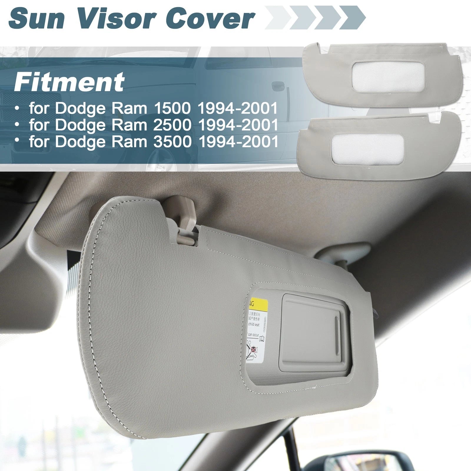 Sun Visor Cover Replacement for Dodge Ram 1500 2500 (1994–2001)