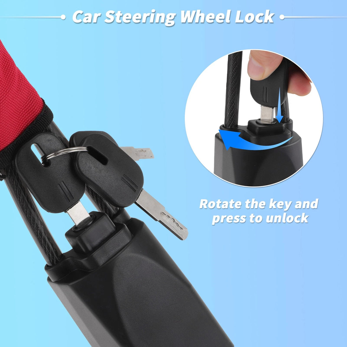Steering Wheel Lock & Seat Belt Lock for Universal Fit (2010–2023)