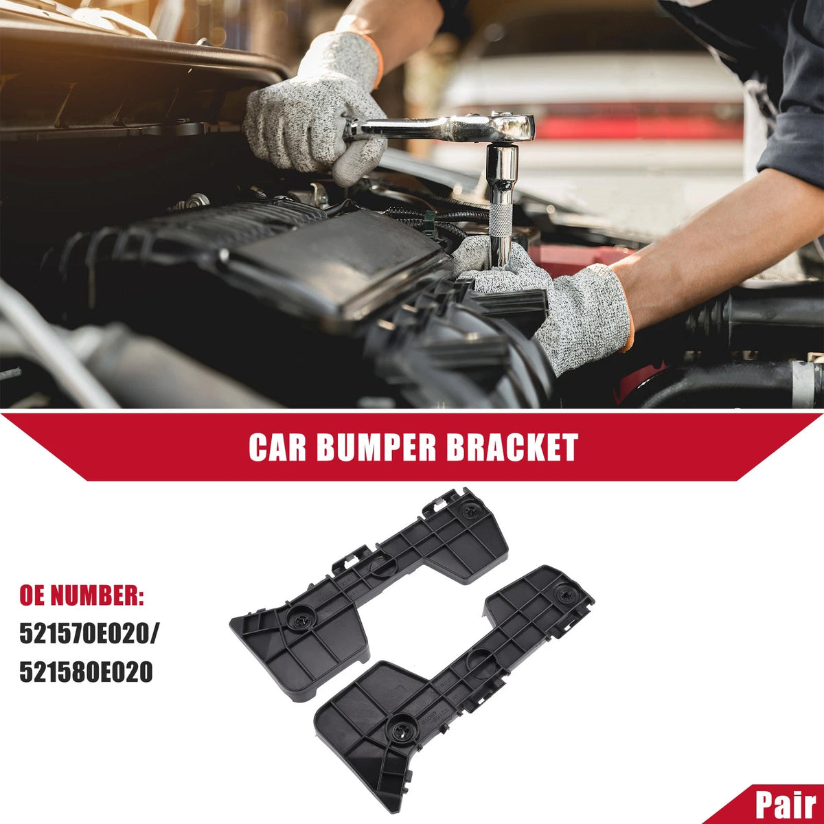 Pair Rear Bumper Bracket for Toyota Highlander (2008–2013) No. 521570E020/521580E020
