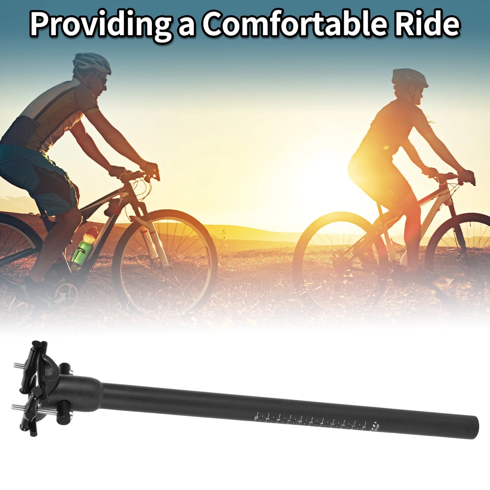 Seatpost for Bike 22.2x400mm Replacement Matte Black Ultra Light Carbon