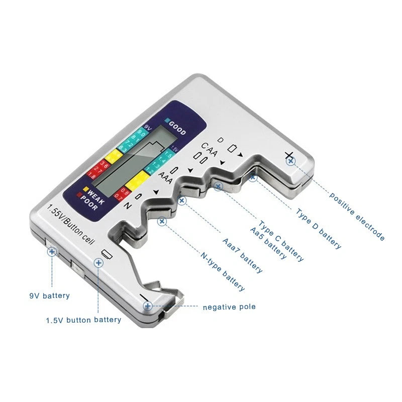 Digital Battery Tester for AA AAA C D 9V Button Cell