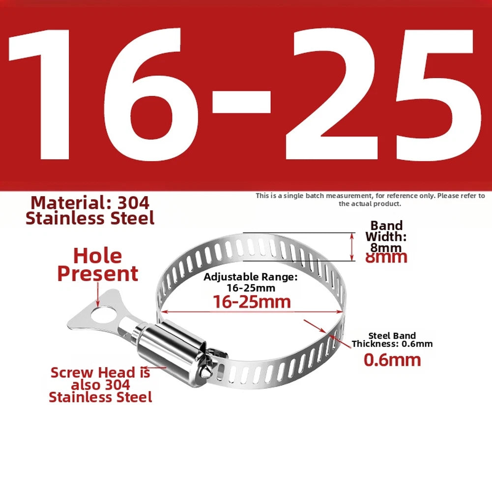 5 Pack Stainless Steel Hose Clamps 6-12mm to 19-29mm