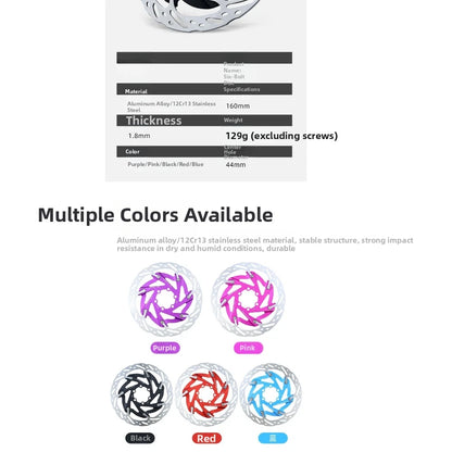 160mm Aluminum Alloy Disc Brake Rotor for Road Bikes