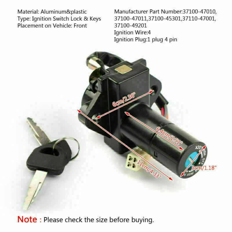 Ignition Switch Lock Keys for Suzuki GS550 GS450 GS400 GS250 GS1000 GSX1100 (T9)