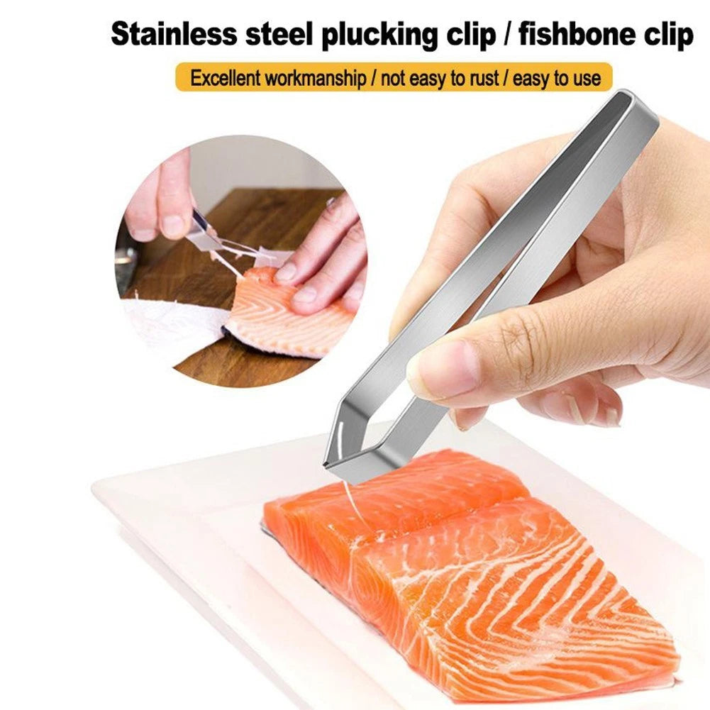 Fish Bone Tweezers Remover for Seafood Tools (Stainless Steel)