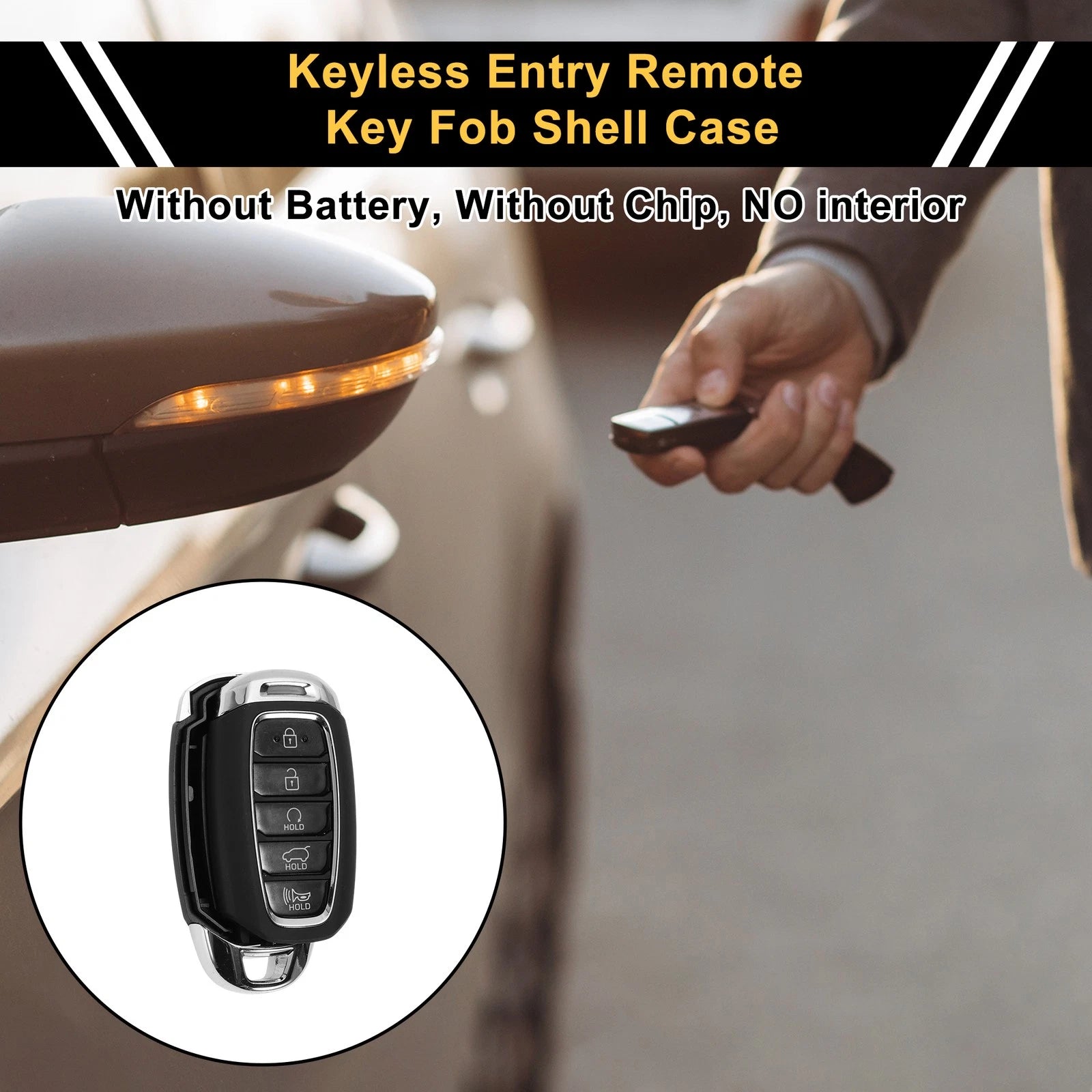 4 Button Key Fob Shell Replacement for Hyundai Palisade (2020–2022) Black