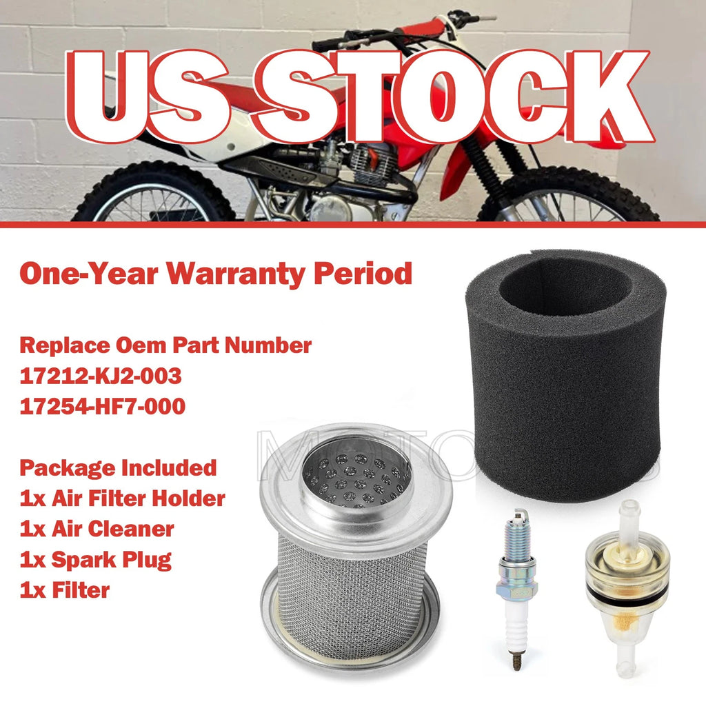 Air Filter Holder Kit & Spark Plug for Honda XR80 XR100 R CRF80 CRF100 F TRX90