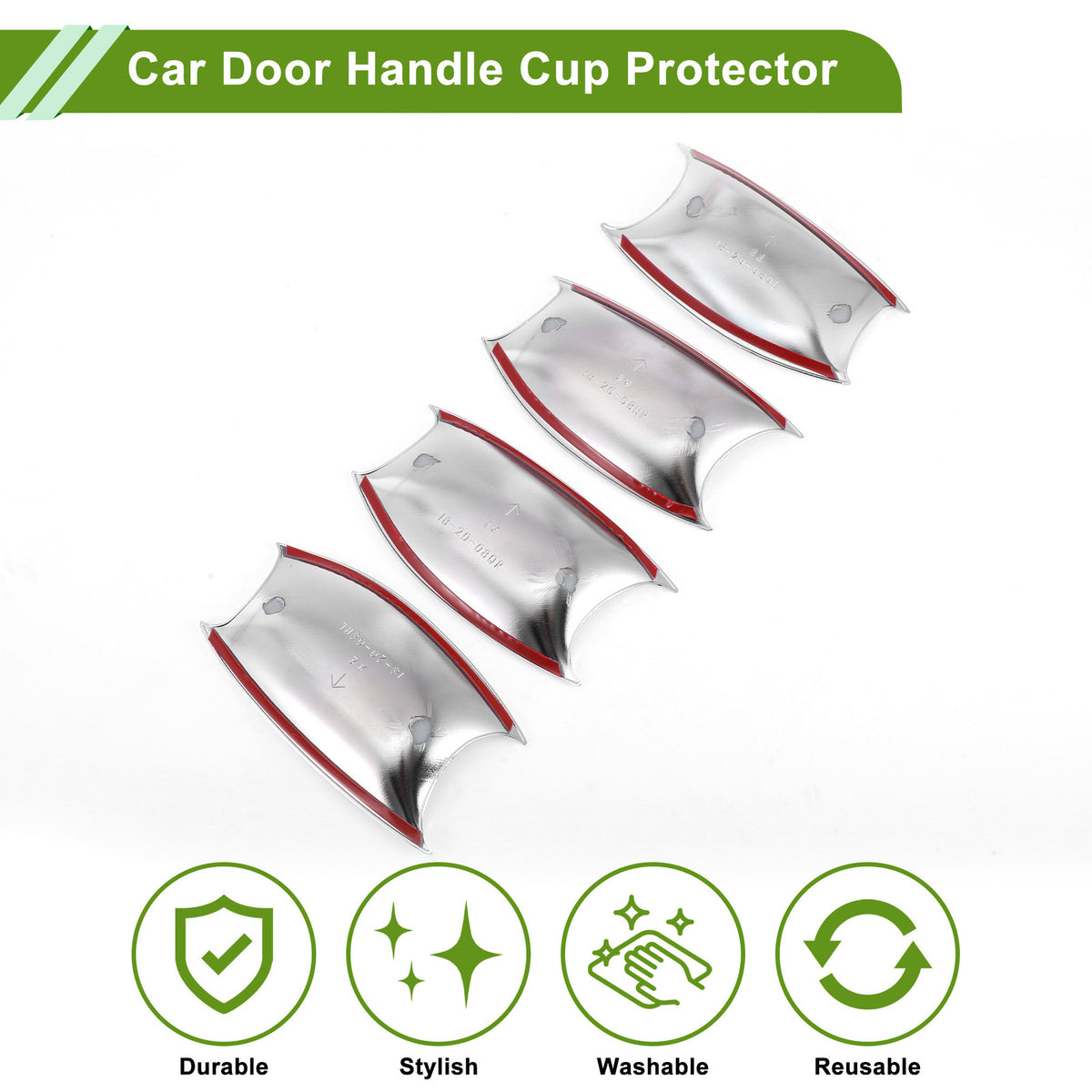 Car Door Handle Cup Protector Kit for Hyundai Festa Chrome Silver (4 Pcs)