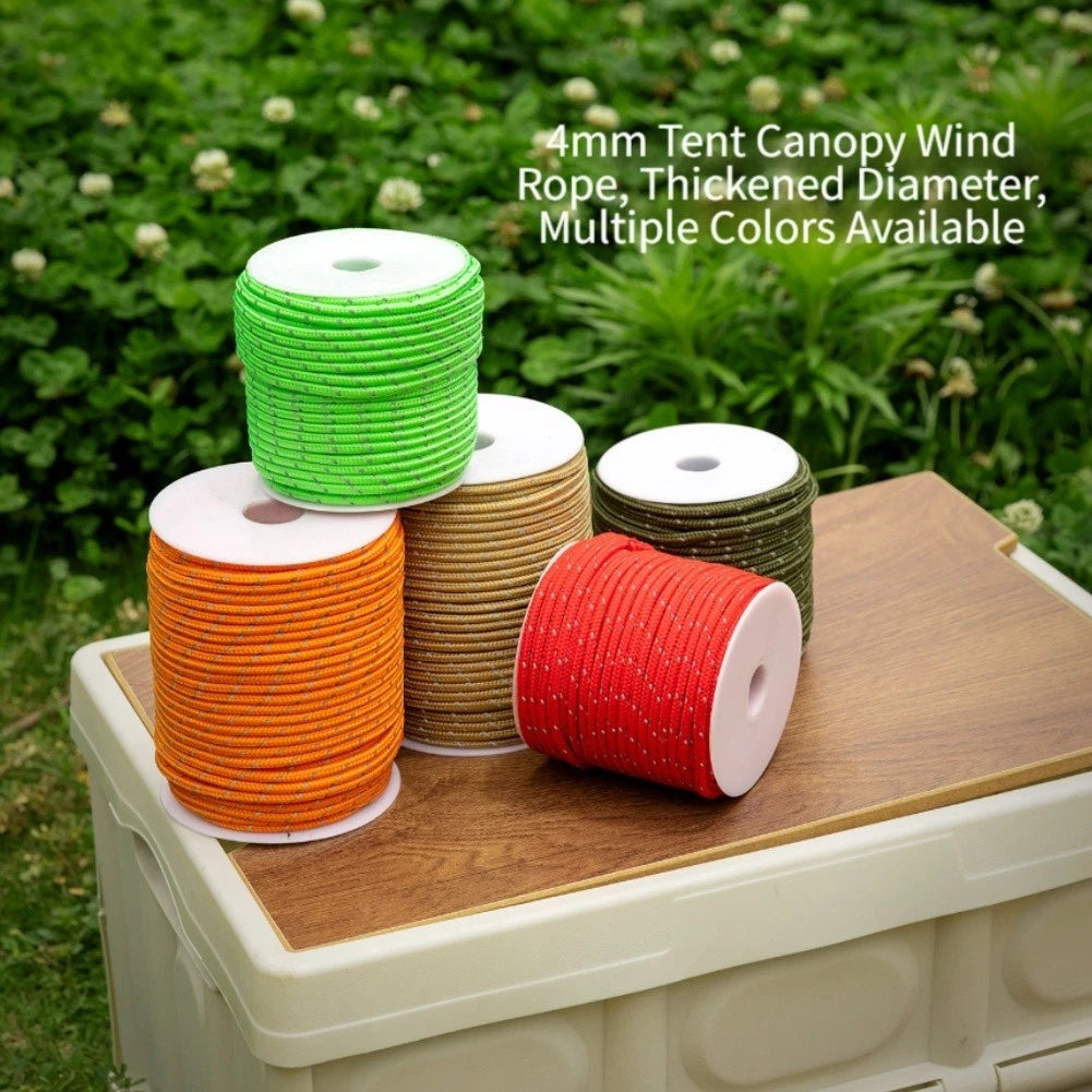 30m 4mm Polyester Reflective Guyline Rope for Tent Tarp Hiking Setup