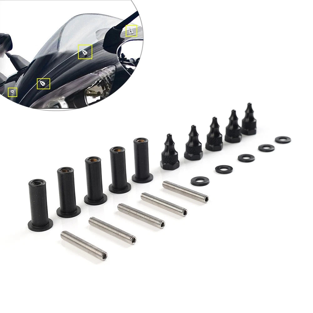 5pcs Windshield Well Nut Bolt Screws Kit for Harley Road Glide