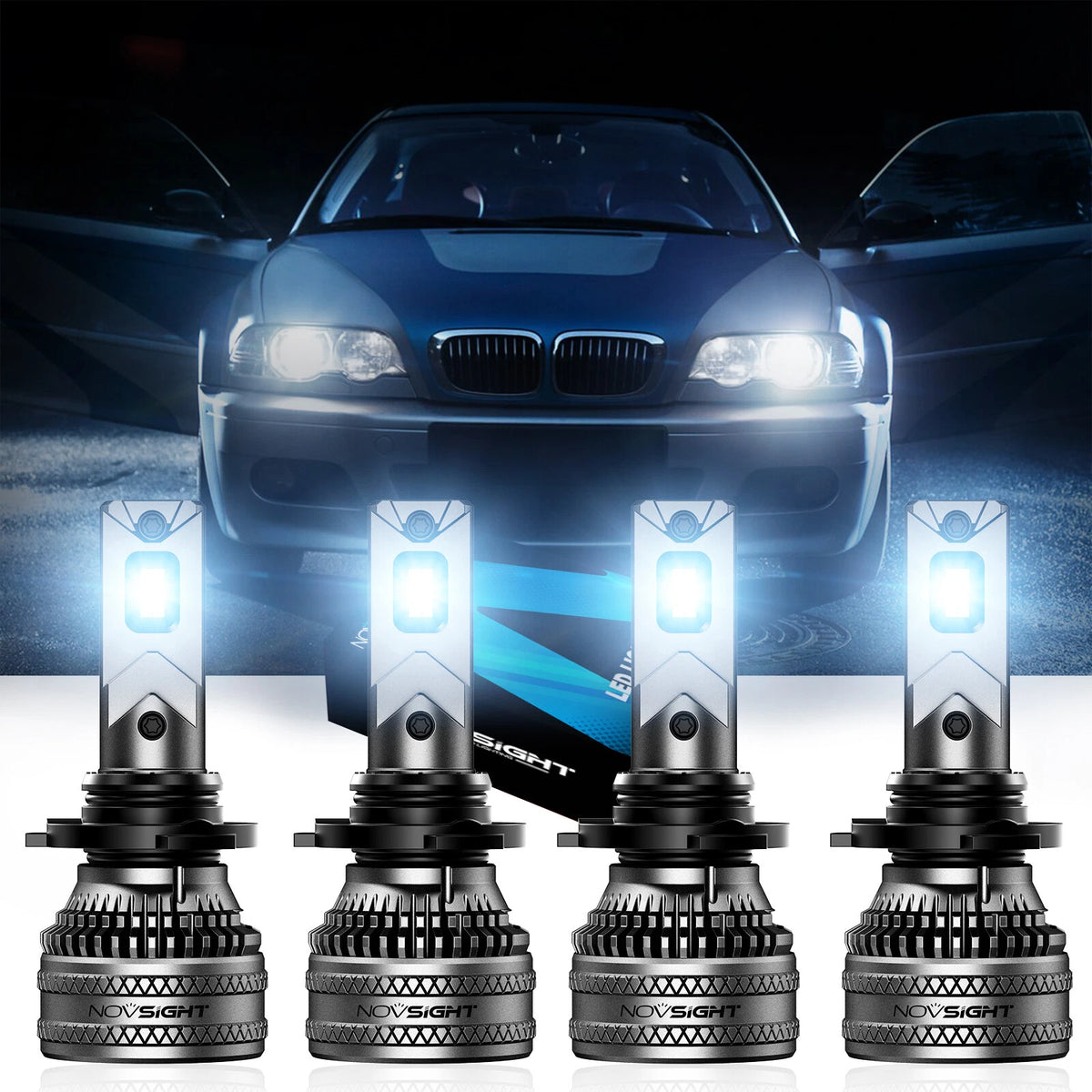 2X NOVSIGHT 9005 9006 HB3 HB4 LED Headlight Bulbs 6500K 40000lm